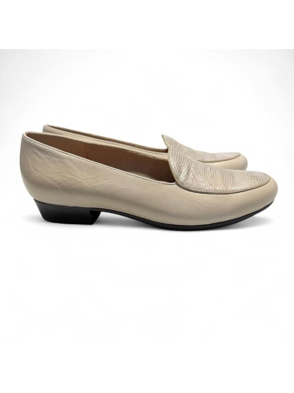 Munro Metallic Faux Snakeskin Loafers Women's 9.5 Wide Office Preppy Career - Picture 4 of 8